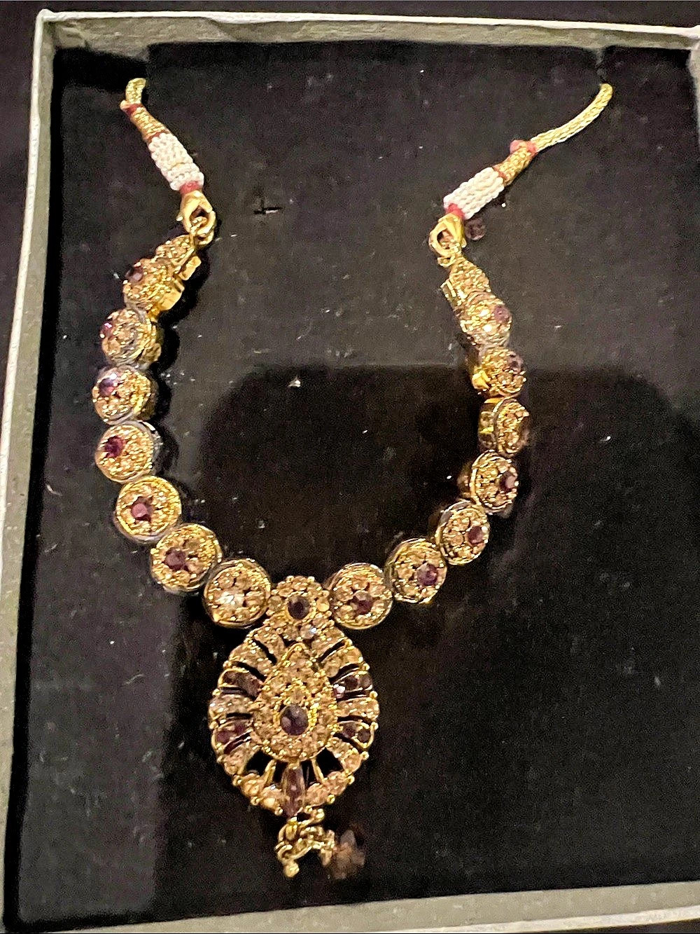 Gold & Purple Indian  Necklace
